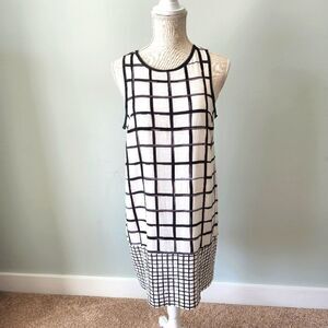 MUD PIE WOMENS MIDI BLACK AND WHITE LINED DRESS SIZE SMALL